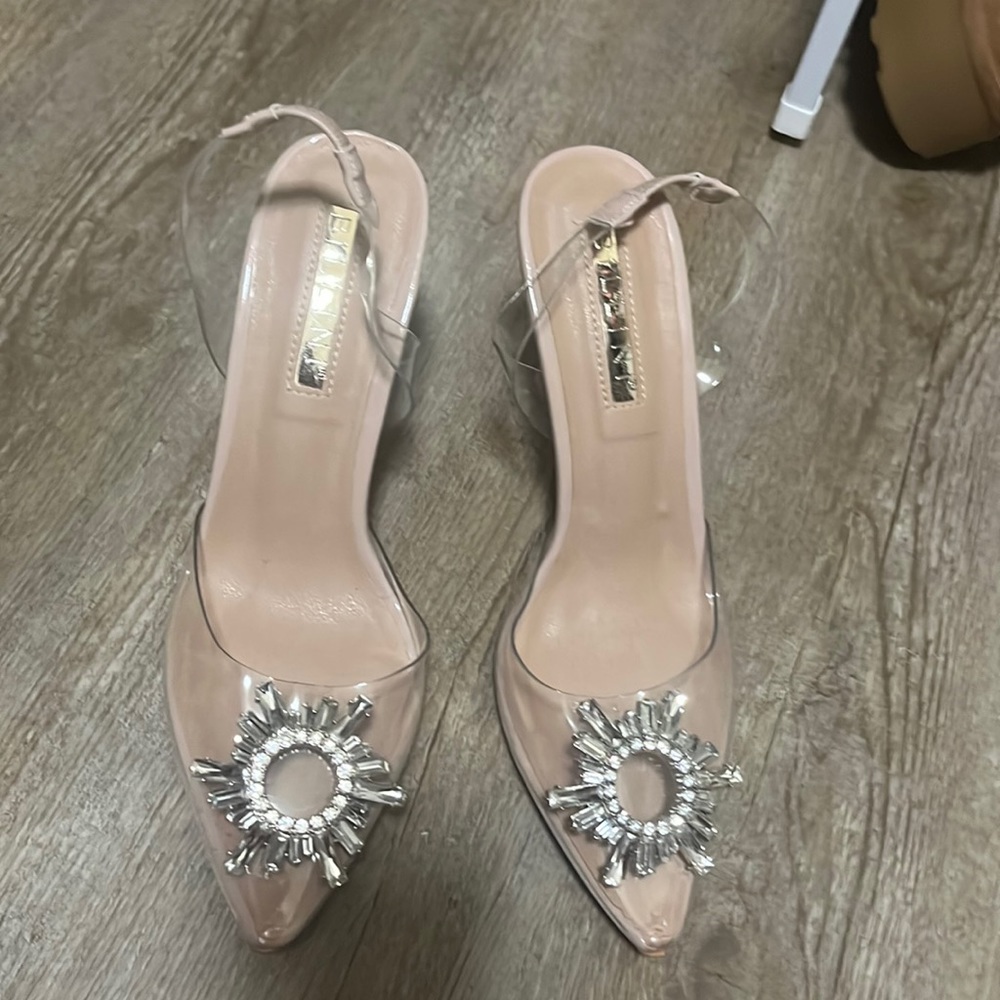 Clear sling back heel